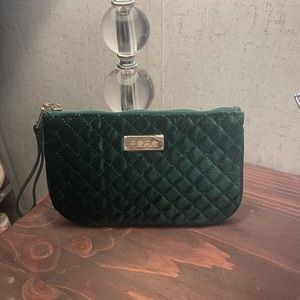 Bebe green crushed velvet wristlet